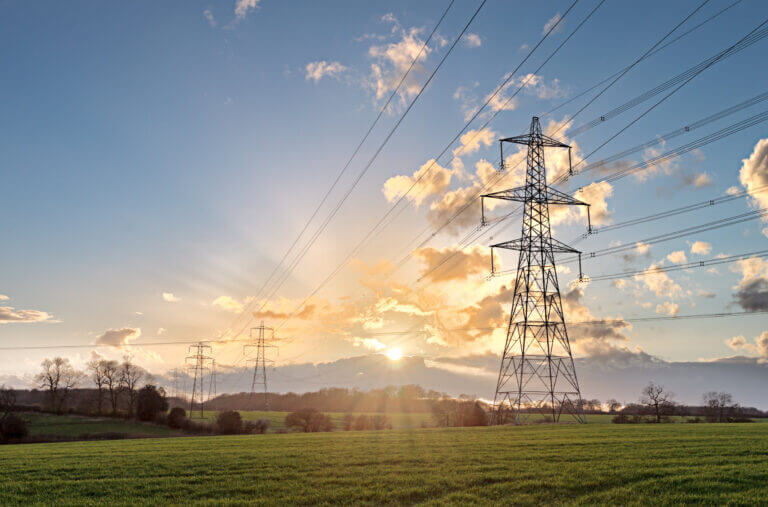 Sun and power lines in an image