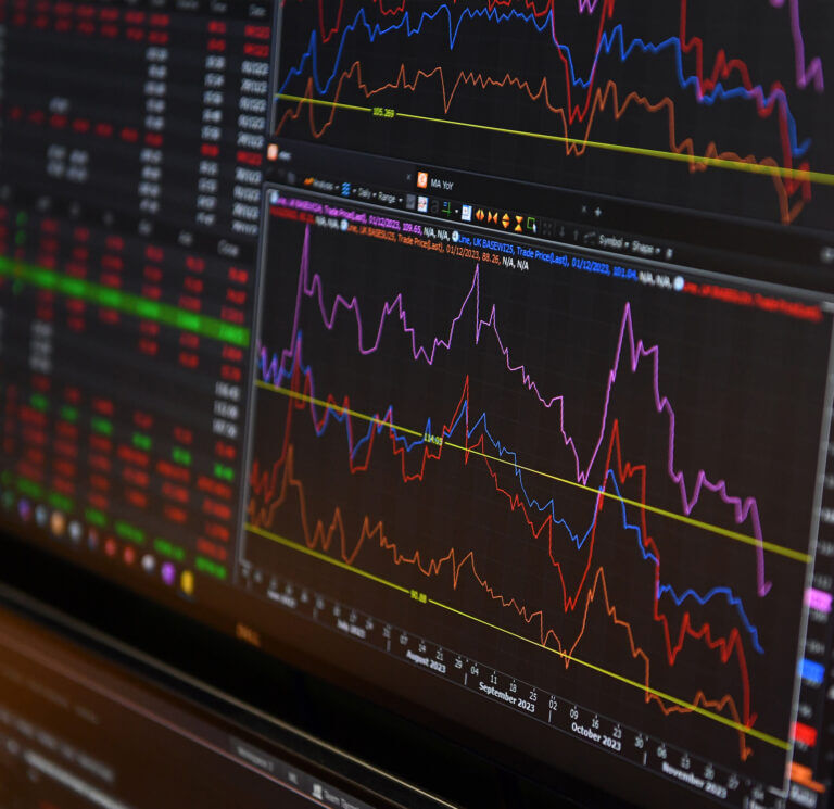 Energy management and trading screen in the Amber head office.